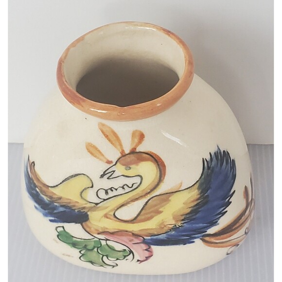 Vase Ceramic Hand Painted Asian Phoenix Ho Ho Bird Japanese Artisan VTG MCM - Picture 3 of 11
